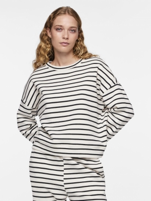 PCCHILLI LS SWEAT STRIPES NOOS Cloud Dancer/Bl