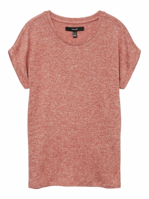 VMBRIANNA SS O-NECK PULLOVER B Burnt Sienna/W.