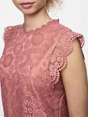 PCOLLINE SL LACE TOP NOOS Canyon Rose