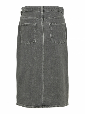 OBJELLEN MW MIDI DENIM SKIRT N Grey Denim/Col