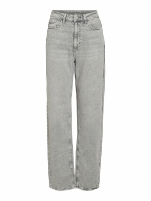 VIKELLY JAF HW STRAIGHT JEANS- Light Grey Deni