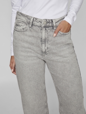 VIKELLY JAF HW STRAIGHT JEANS- Light Grey Deni