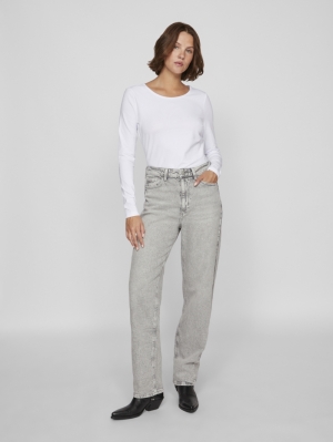 VIKELLY JAF HW STRAIGHT JEANS- Light Grey Deni