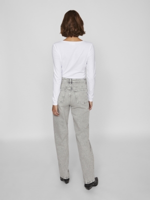 VIKELLY JAF HW STRAIGHT JEANS- Light Grey Deni