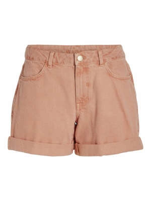 VISHELLY RW DENIM SHORTS Shell Coral