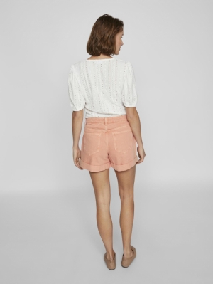 VISHELLY RW DENIM SHORTS Shell Coral