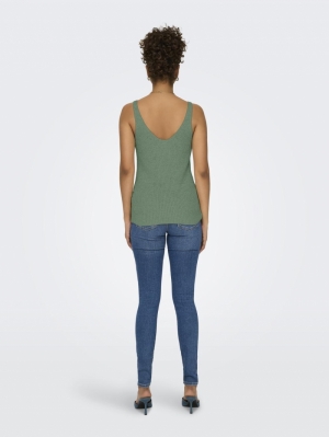 ONLSUNNY SL RIB V-NECK KNT Hedge Green