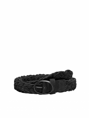 ONLINES SLIM BRAIDED LEATHER J Black/GUN METAL