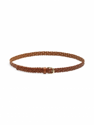 PCAVERY LEATHER BRAIDED SLIM B Cognac