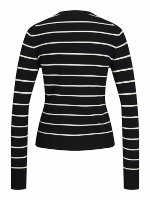 JXCARA COMFY STRIPE CREW NECK Black//Cloud Da