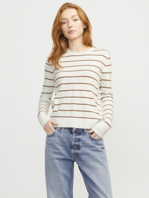 JXCARA COMFY STRIPE CREW NECK Cloud Dancer//T