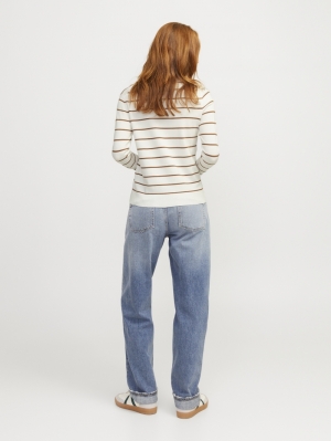 JXCARA COMFY STRIPE CREW NECK Cloud Dancer//T