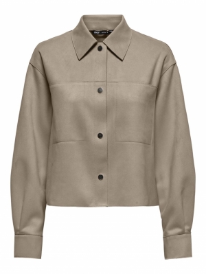 ONLJOLINE FAUX SUEDE SHIRT LIF Mocha Meringue