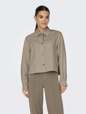 ONLJOLINE FAUX SUEDE SHIRT LIF Mocha Meringue