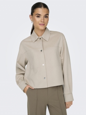 ONLJOLINE FAUX SUEDE SHIRT LIF Moonbeam