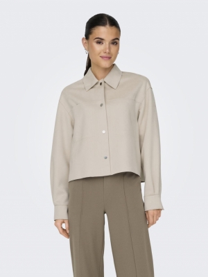 ONLJOLINE FAUX SUEDE SHIRT LIF Moonbeam