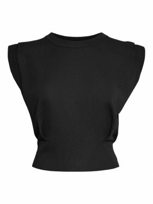 VMLITA SL O-NECK CROPPED KNIT Black