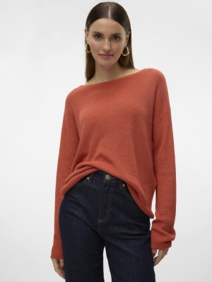 VMNEWLEXSUN LS BOATNECK PULL. Burnt Sienna/W.