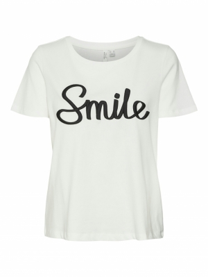 VMOPANI O-NECK T-SHIRT JRS BTQ Snow White/Smil