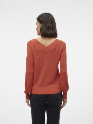 VMNEWLEXSUN STITCH LS DOU V-NE Burnt Sienna/W.