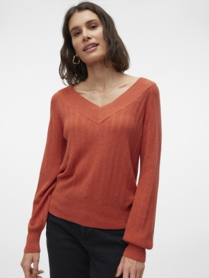 VMNEWLEXSUN STITCH LS DOU V-NE Burnt Sienna/W.