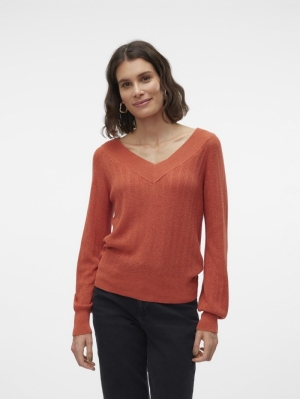 VMNEWLEXSUN STITCH LS DOU V-NE Burnt Sienna/W.