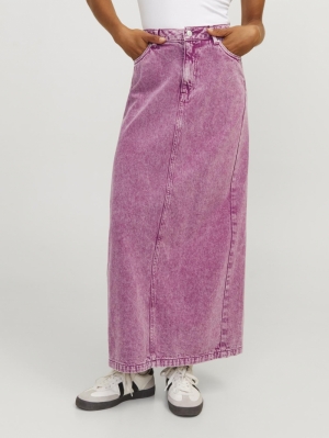 JXZIGGY WASHED LONG MW SKIRT P Fuchsia Red