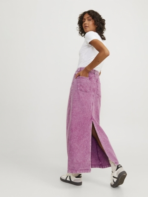 JXZIGGY WASHED LONG MW SKIRT P Fuchsia Red