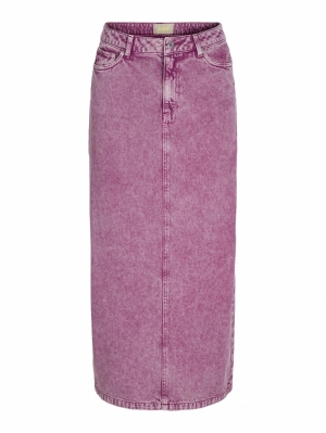 JXZIGGY WASHED LONG MW SKIRT P Fuchsia Red