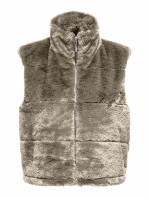 ONLVIDA FAUX FUR WAISTCOAT CC Weathered Teak