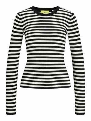 JXJODI TIGHT STRIPE CREW NECK Black//Cloud Da