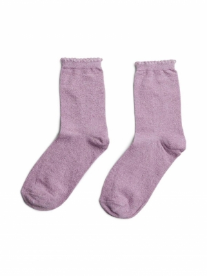 PCSEBBY GLITTER LONG SOCKS NOO Pastel Lavender