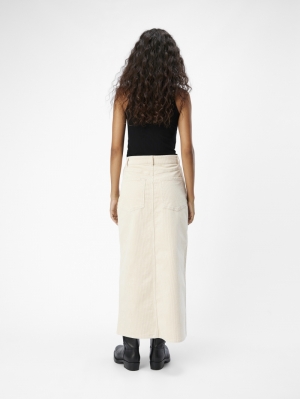 OBJLIVA HW LONG CORDUROY SKIRT Sandshell