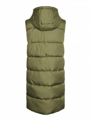 PCBEE NEW LONG PUFFER VEST NOO Deep Lichen Gre