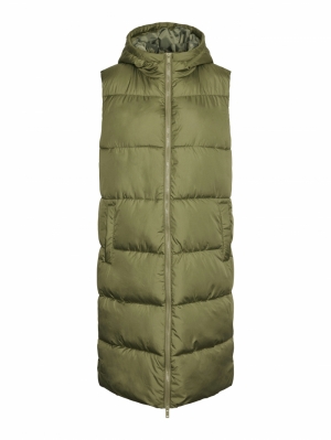 PCBEE NEW LONG PUFFER VEST NOO Deep Lichen Gre