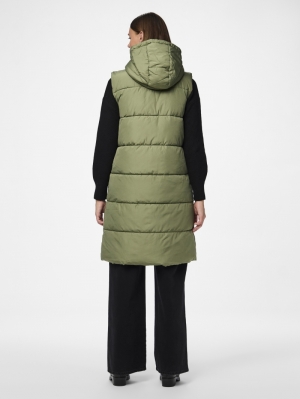 PCBEE NEW LONG PUFFER VEST NOO Deep Lichen Gre