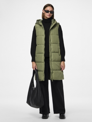 PCBEE NEW LONG PUFFER VEST NOO Deep Lichen Gre