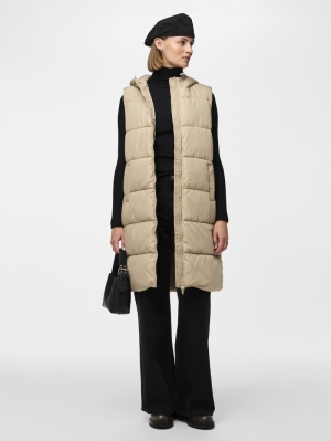 PCBEE NEW LONG PUFFER VEST NOO Silver Mink