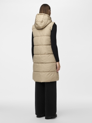 PCBEE NEW LONG PUFFER VEST NOO Silver Mink