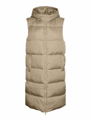 PCBEE NEW LONG PUFFER VEST NOO Silver Mink