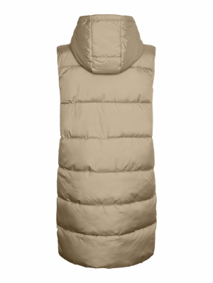 PCBEE NEW LONG PUFFER VEST NOO Silver Mink