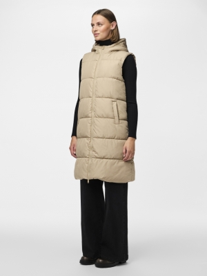 PCBEE NEW LONG PUFFER VEST NOO Silver Mink