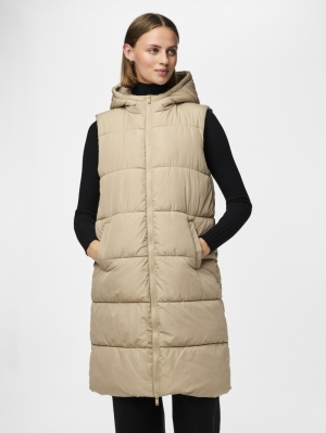 PCBEE NEW LONG PUFFER VEST NOO Silver Mink