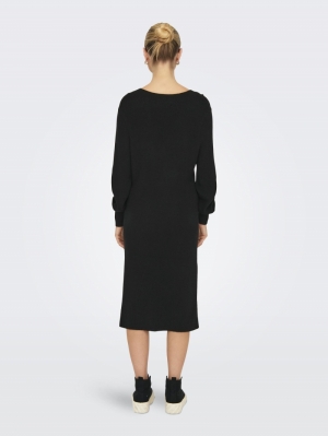 ONLKATIA LS V-NECK DRESS KNT N Black