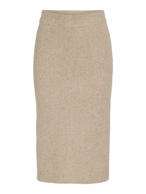 VIKACHEL KNIT PENCIL SKIRT Natural Melange