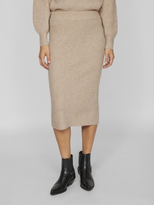 VIKACHEL KNIT PENCIL SKIRT Natural Melange