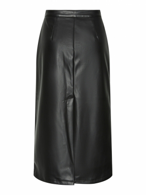 PCNEETH HW PU MIDI SKIRT Black