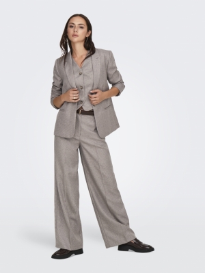 JDYAURA HW WIDE PANT PNT Malt Ball/MELAN