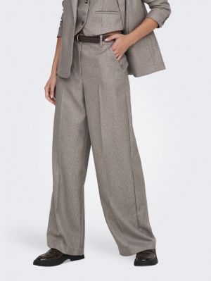 JDYAURA HW WIDE PANT PNT Malt Ball/MELAN