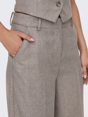 JDYAURA HW WIDE PANT PNT Malt Ball/MELAN